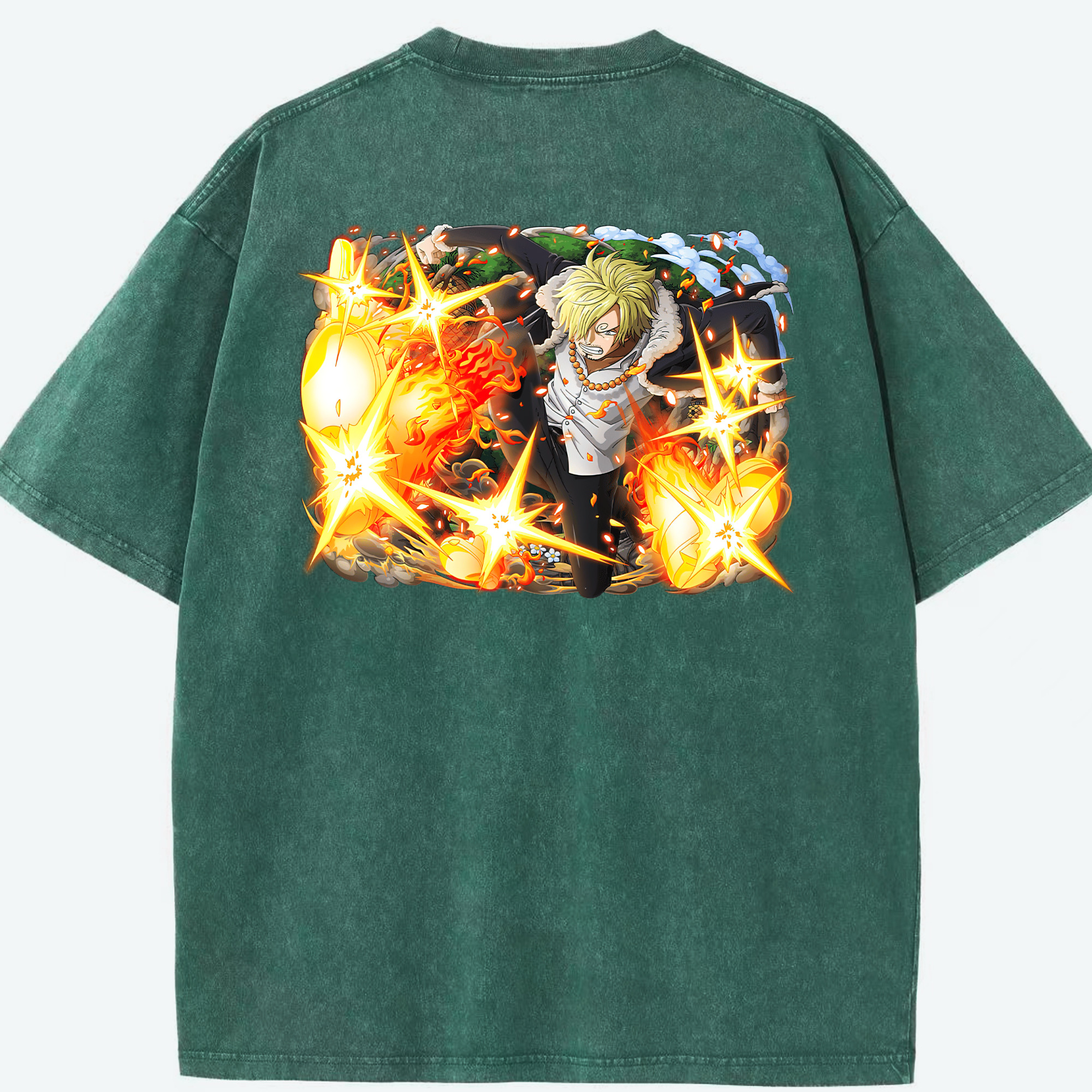 ワンピース サンジ ONE PIECE Sanji 綿100% ヴィンテージ風 半袖Tシャツ（背面プリント）